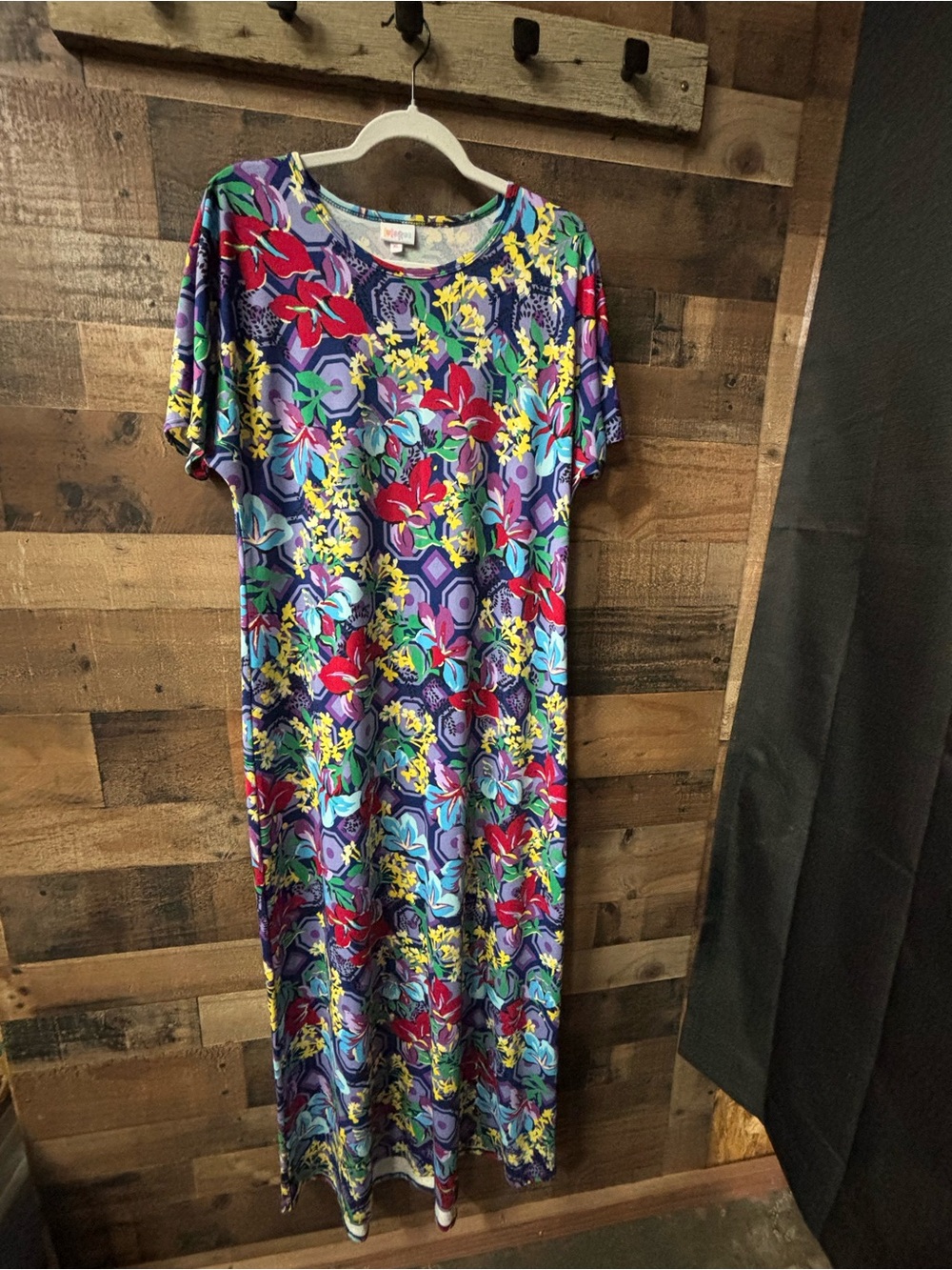 LuLaRoe Purple Floral Multicolor Maxi Dress
